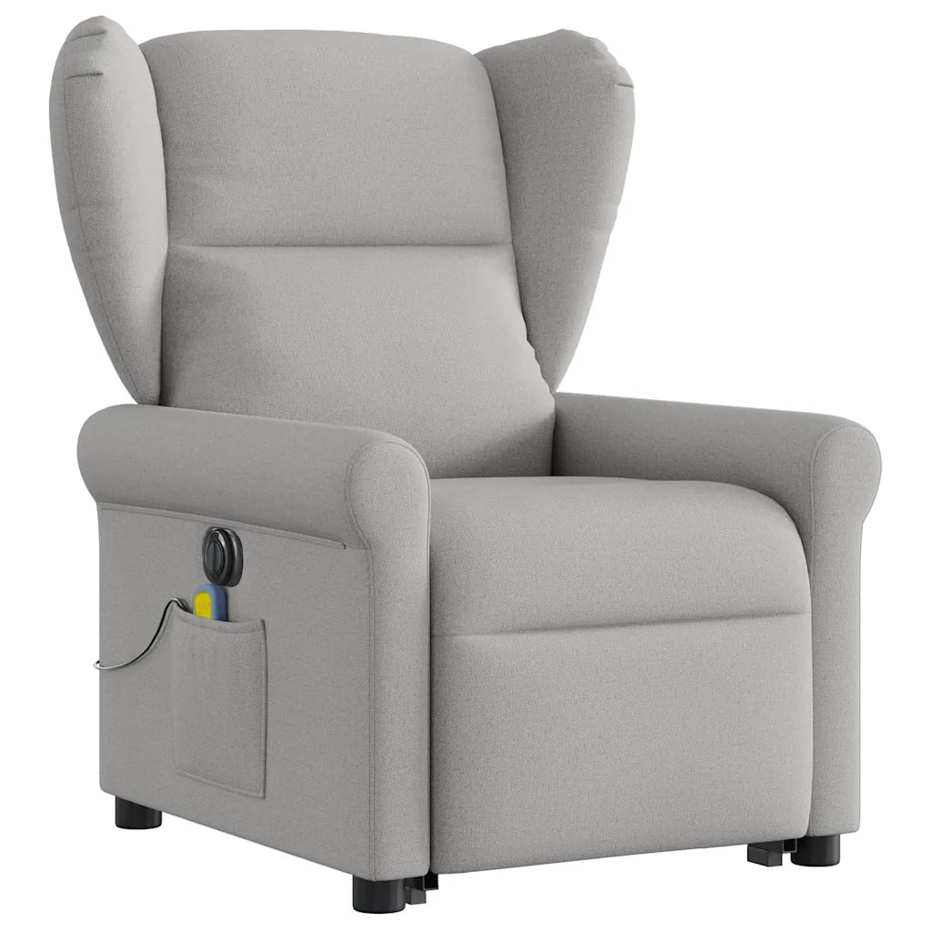 vidaXL Poltrona Alzapersona Massaggi Elettrica Grigio Nuvola Tessuto
