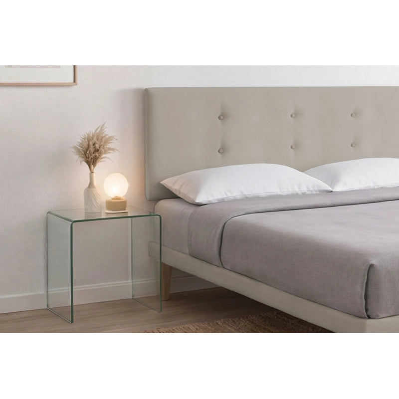 Letto imbottito Letto Matrimoniale alla Francese 140x200 cm Button - Similpelle,Tortora,Con rete