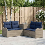 Set di divani 5 pz Grigio e Blu Navy Rattan sintetico e Acciaio 3447759