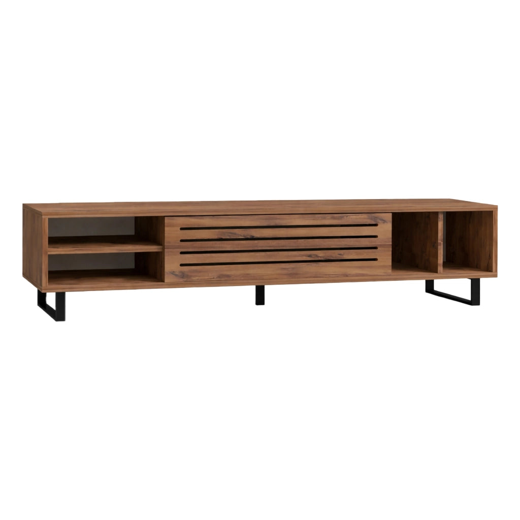 Sovico, Mobile Porta tv un Ripiano, 160x40x35h cm Marrone Rovere