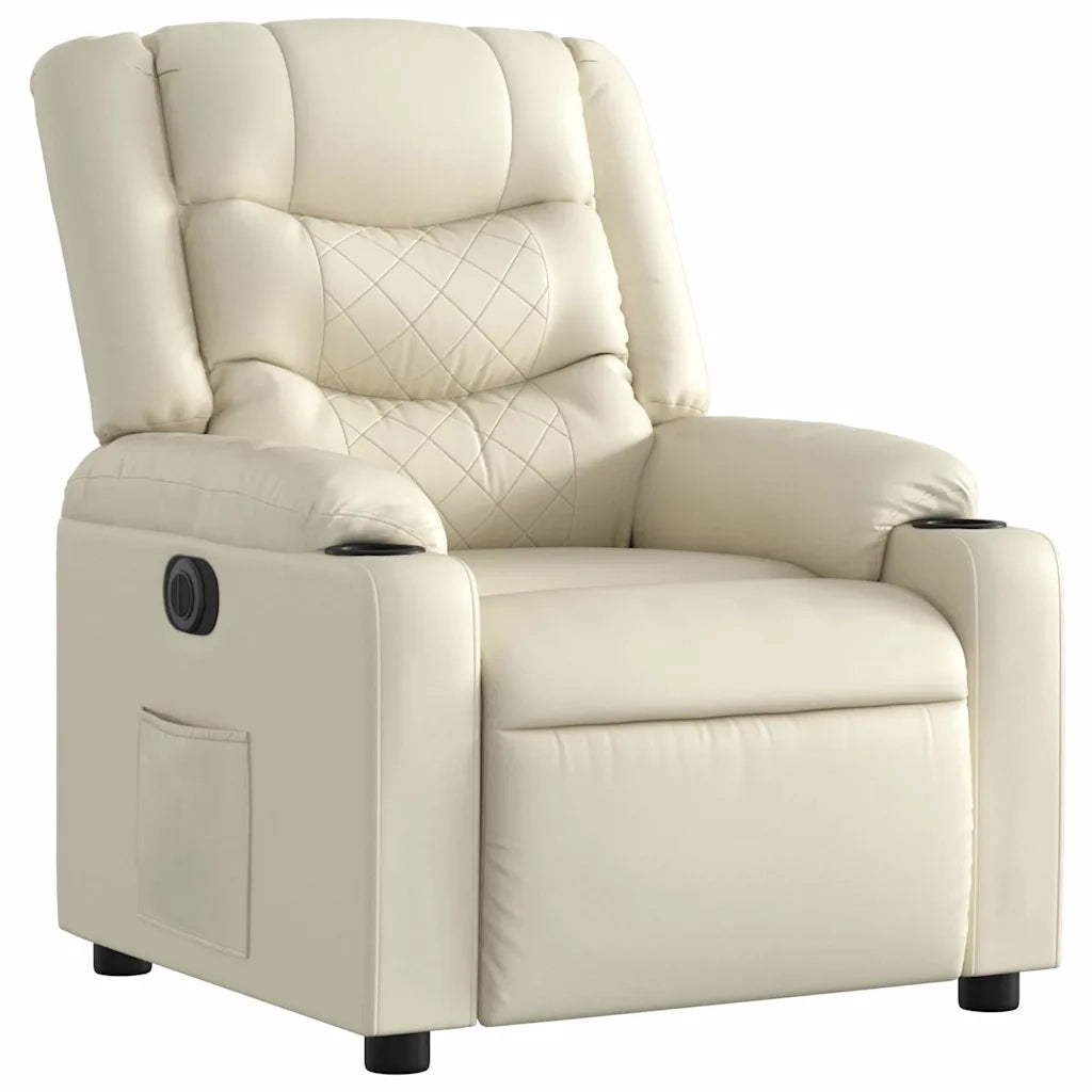 Poltrona Reclinabile Elettrica Crema in Similpelle