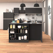 WHOUS Isola da cucina Sole con 1 anta 2 cassetti e 6 vani antracite opaco/report 153x90x91 cm