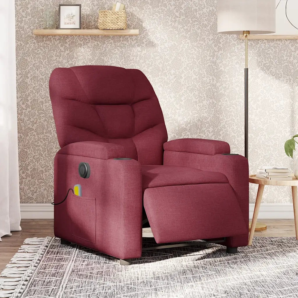 Divano Sedia-Poltrona Massaggiante Reclinabile Elettrica Rosso Vino Tessuto 645069