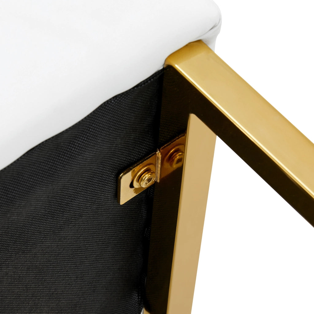 SGABELLO ALTO Quadrato 91,4 cm PU Bianco e Oro Set da 2 pezzi