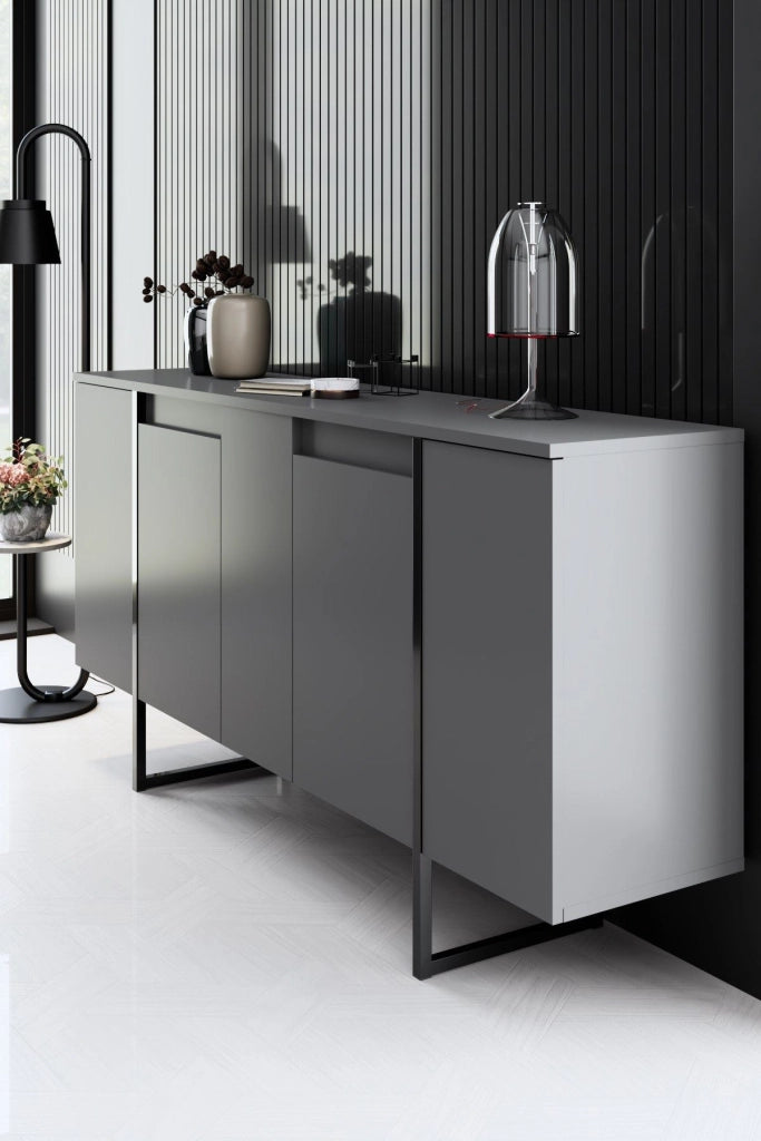 Credenza "Luxe" in legno - 160 x 35 x 80 cm - Grigio antracite