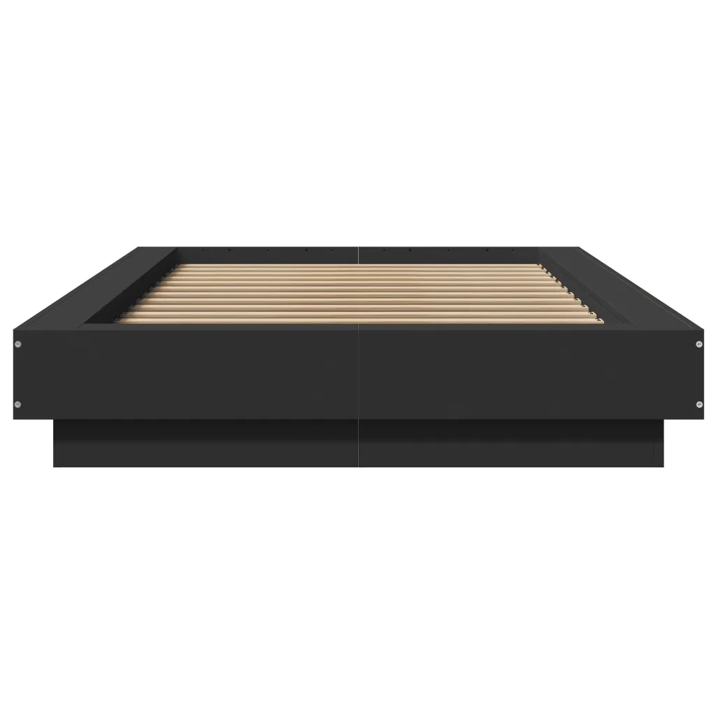 Giroletto con Luci LED-Struttura Letto Nero 100x200 cm in Legno Massello 939212