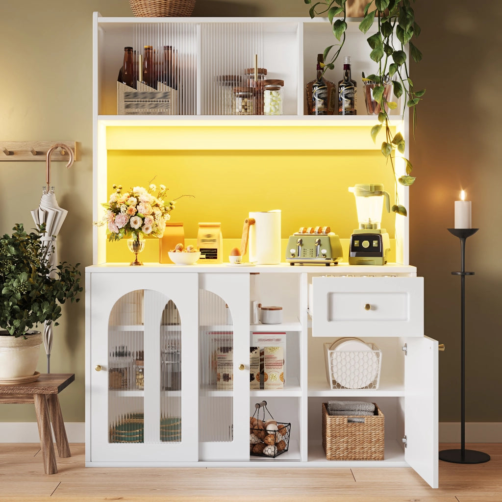 ARMADIO ALTO con LED 120x35x167 cm Bianco MDF e Pannello di legno
