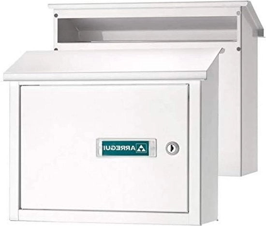 Cassa Postale in Acciaio Zinato Dimensione M (DIN A4) Fessura per Lettere Bianco - Ingresso per Lettere per Posta - V-4071 V4071