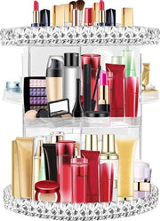 Organizzatore di cosmetici, girevole 360 gradi, organizzatore di cosmetici in acrilico, 7 livelli, organizzatore di cosmetici regolabile, box per cosmetici per comodino, camera da letto, grande capacità, trasparente.