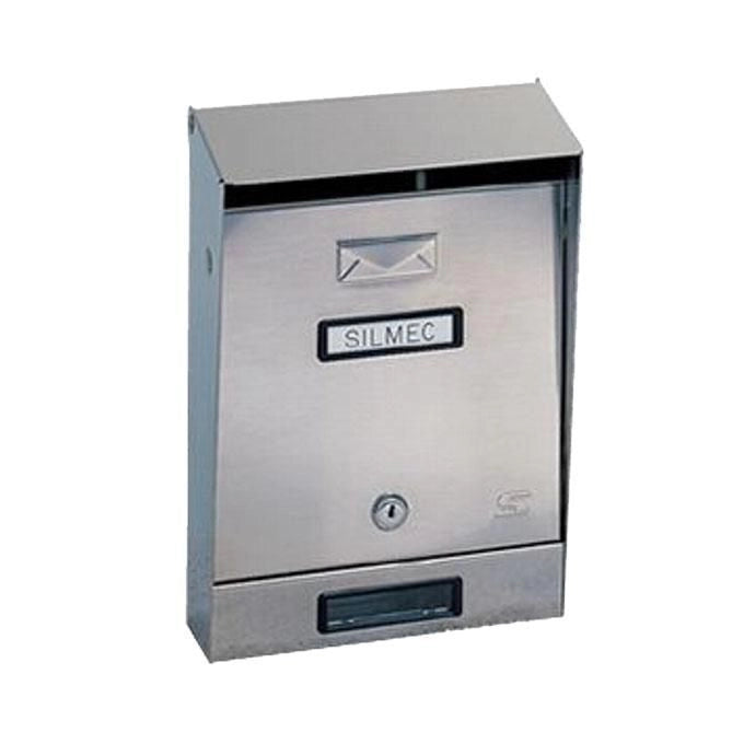 Silmec 10-001 Cassetta Postale Esterna Acciaio Inox 18-10 Tetto Apribile Serratura Cilindro 32,5x22x7,5 cm colore Inox