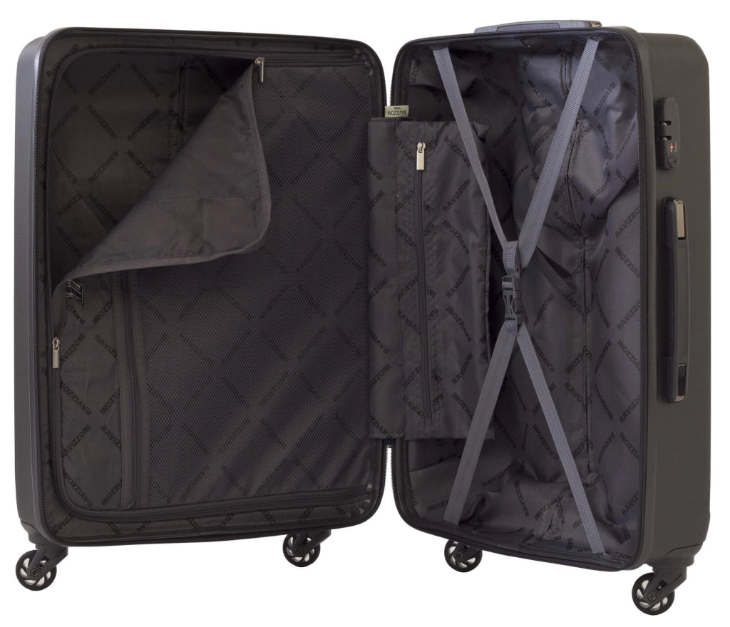 Trolley Valigia Grande Rigida in ABS 4 Ruote TSA Ravizzoni Long Island Grigio
