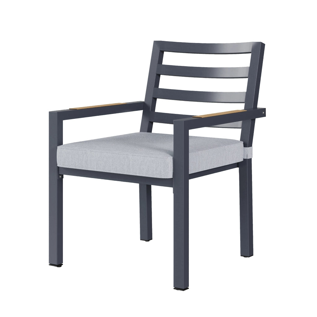 Set da Pranzo da Giardino 6 Posti ¨C MINIMAL ¨C Tavolo e 6 Sedie, Ferro Zincato, Piano Grigio