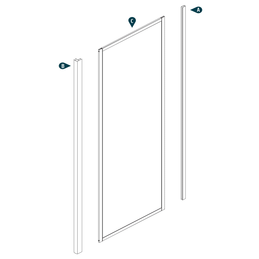 Parete fissa per box doccia con porta scorrevole slide bianca *** misure 68-70,5xh185 cm trasparente, confezione 1