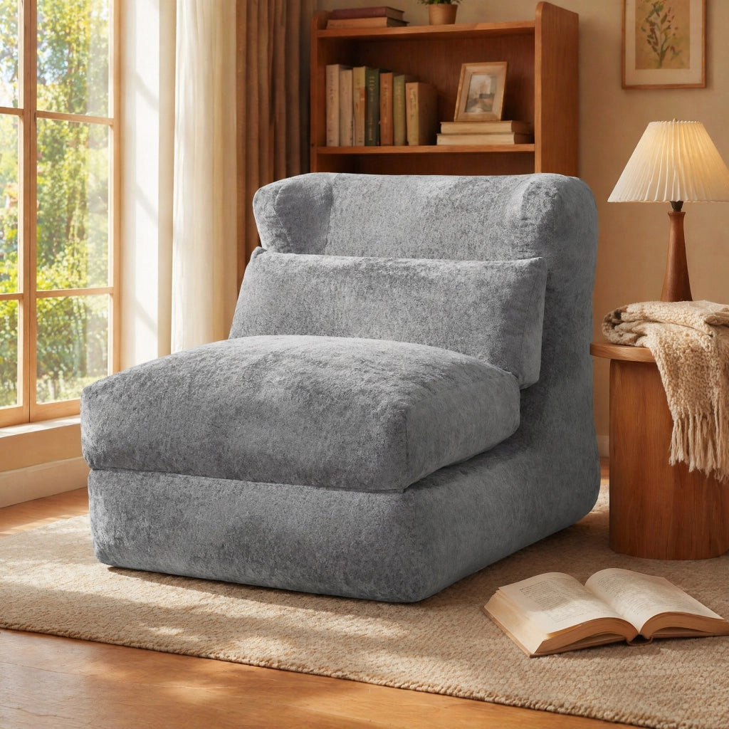 Chaise longue convertibile con design originale e seduta confortevole in schiuma - grigio