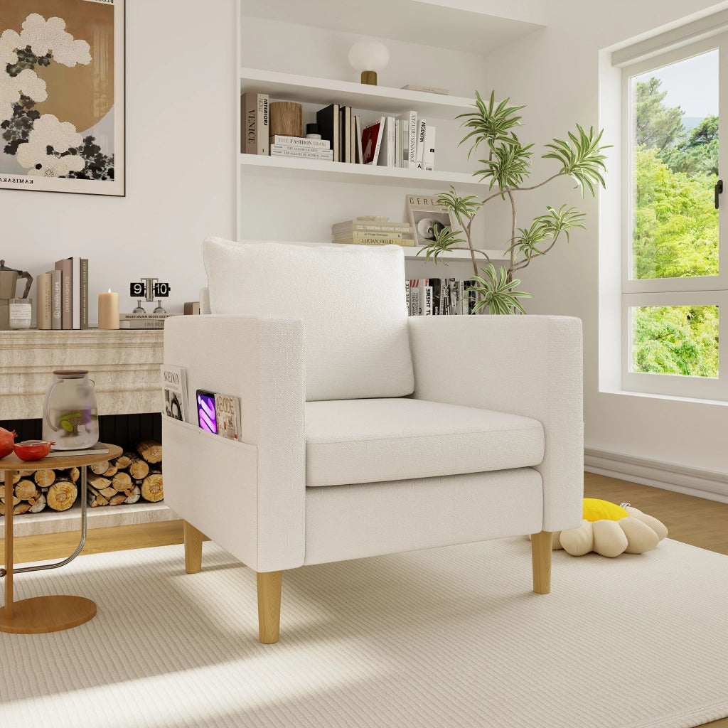 POLTRONA da lettura 71x68x82 cm in chenille beige