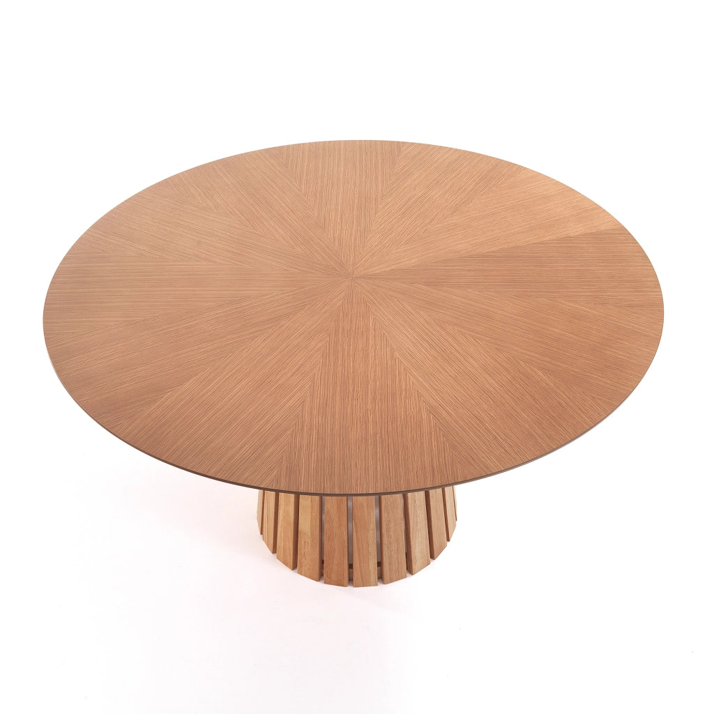 Tavolo rotondo MALTA WOOD in MDF rovere e gambe nere