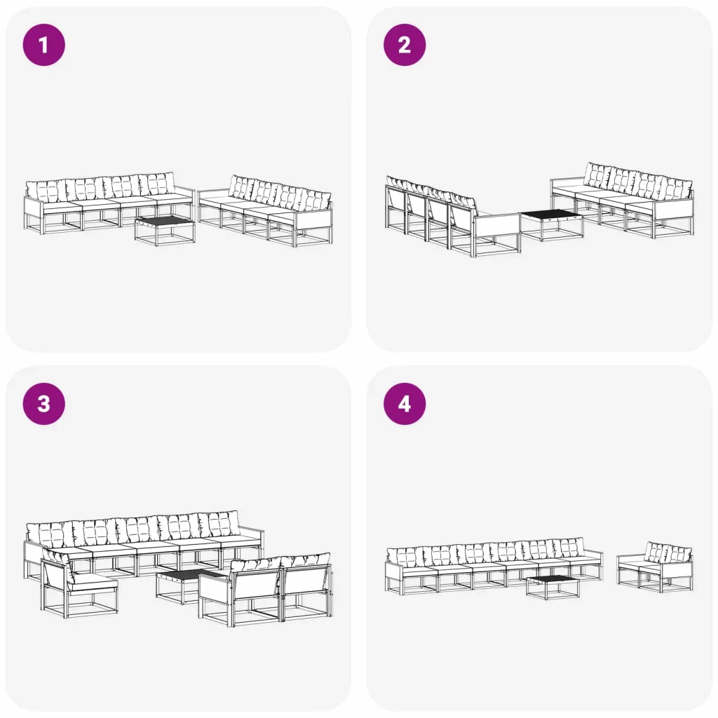 Set di divani da esterno con cuscino 9 pcs Naturale e Beige 3381321