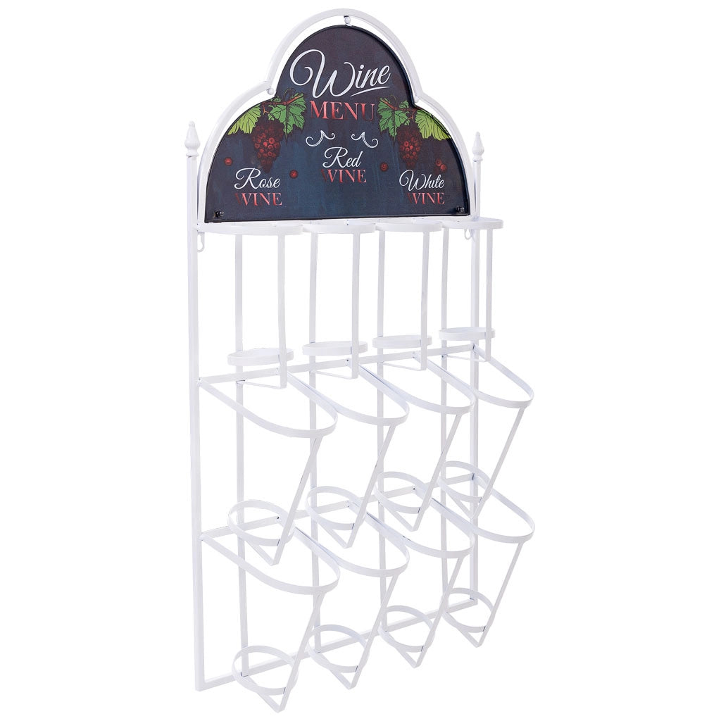Portabottiglie da parete in metallo per 8 bottiglie 53x17x90h cm