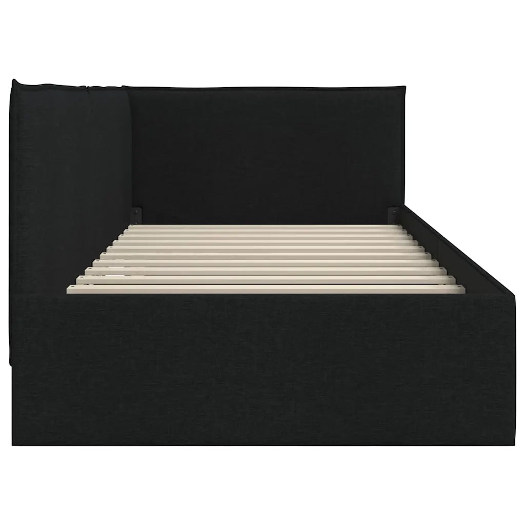 Cornice del letto ad angolo Nero 90 x 200 cm Tessuto