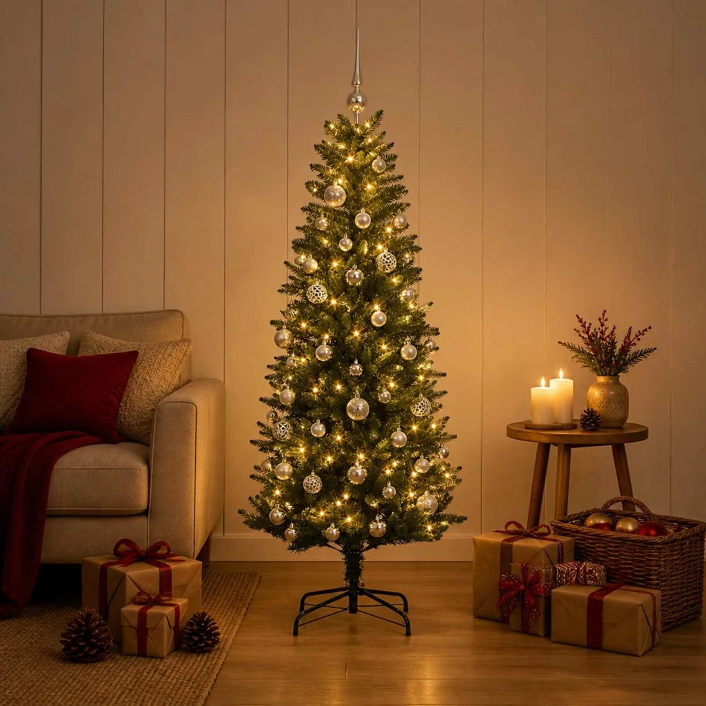 Albero di Natale Artificiale con Palline 150 cm 150 LED 3466020