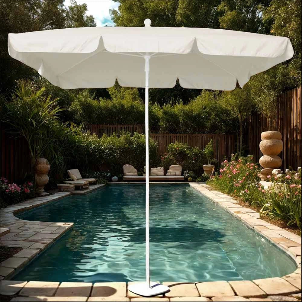 Ombrellone Maffei Art.113R ecru 185 x 125 x h 230 cm telaio in acciaio bianco