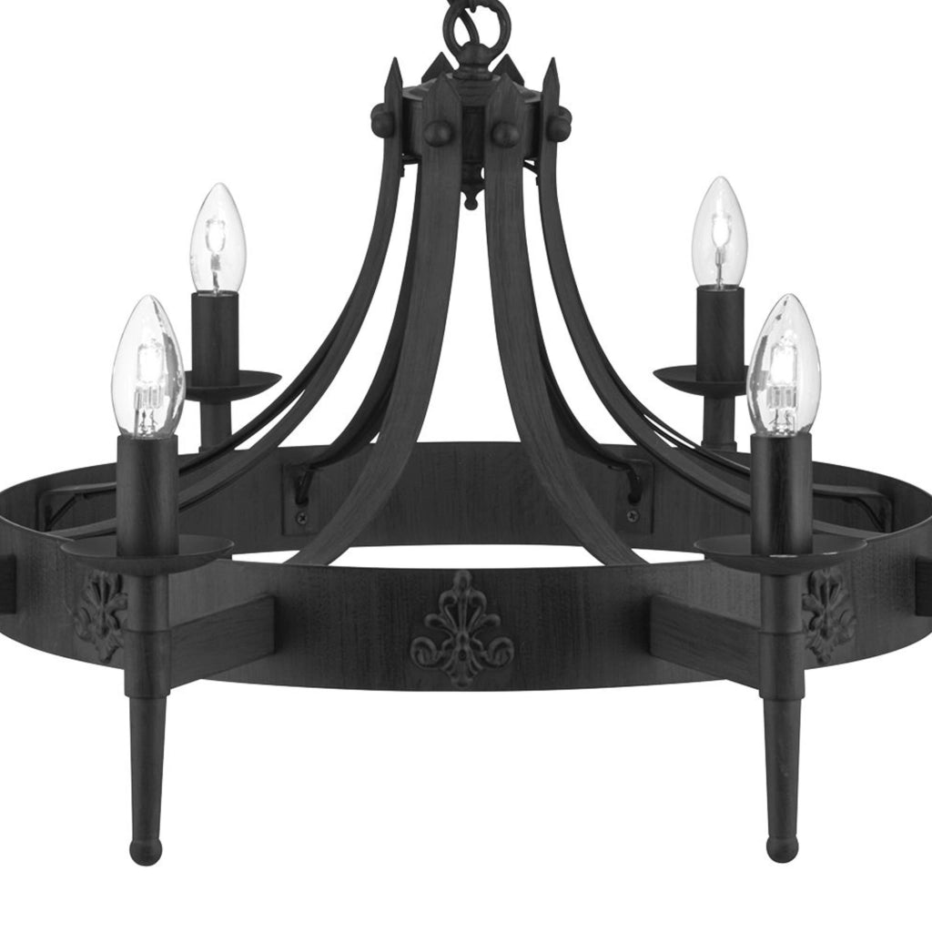 Lampadario Industrial-Nordico Cartwheel Ii Ferro Nero 8 Luci E14