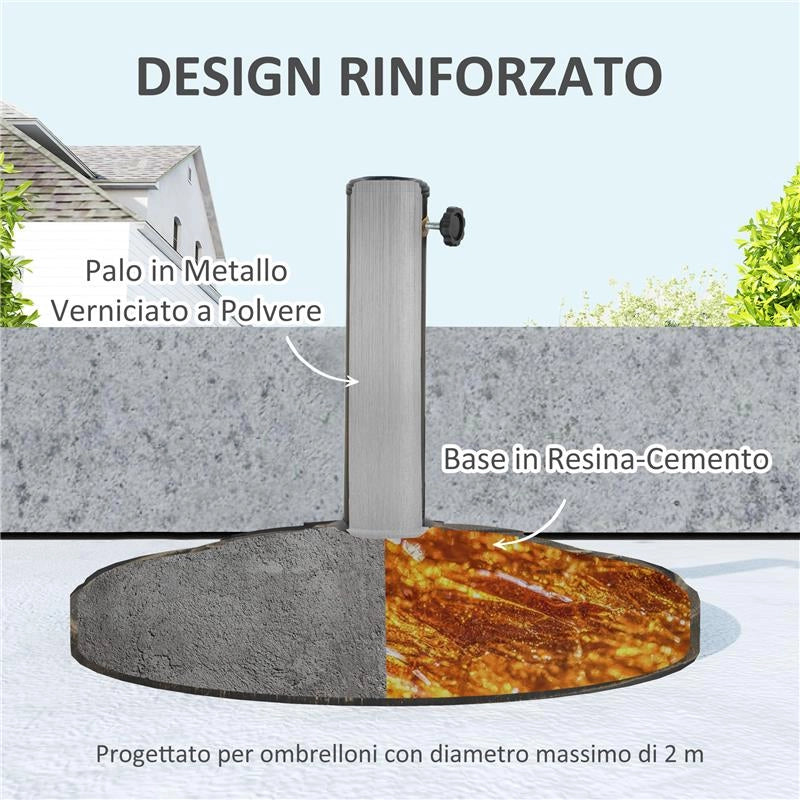 BASE PER OMBRELLONE DA 12 KG CON MANOVELLA INTEGRATA IN RESINA METALLO E CEMENTO 46X33 CM BRONZO