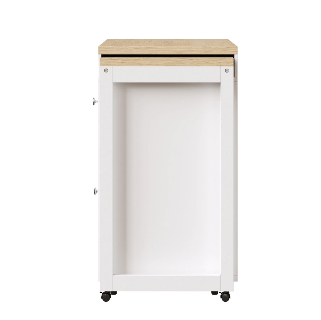 Bar mobile estensibile 110-180 x 40 x 91 cm in MDF bianco, con ruote