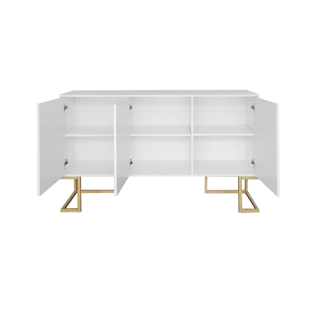 Credenza 3 Ante con Ripiani Regolabili e Maniglie in Metallo ¨C Xylo ¨C Bianco
