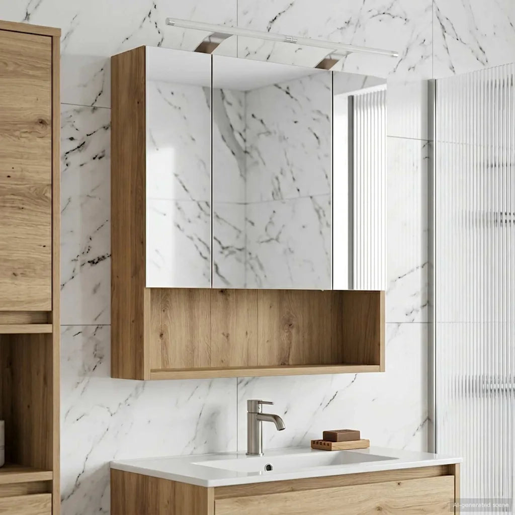 Mobiletto per specchio da bagno con porta Rovere Artigianale