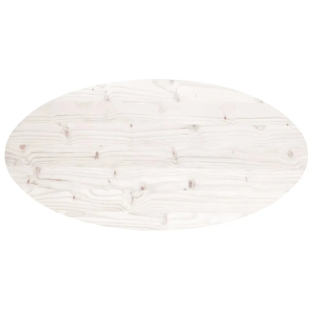 Piano Tavolo Bianco 110x55x2,5 cm Legno Massello di Pino Ovale 824336