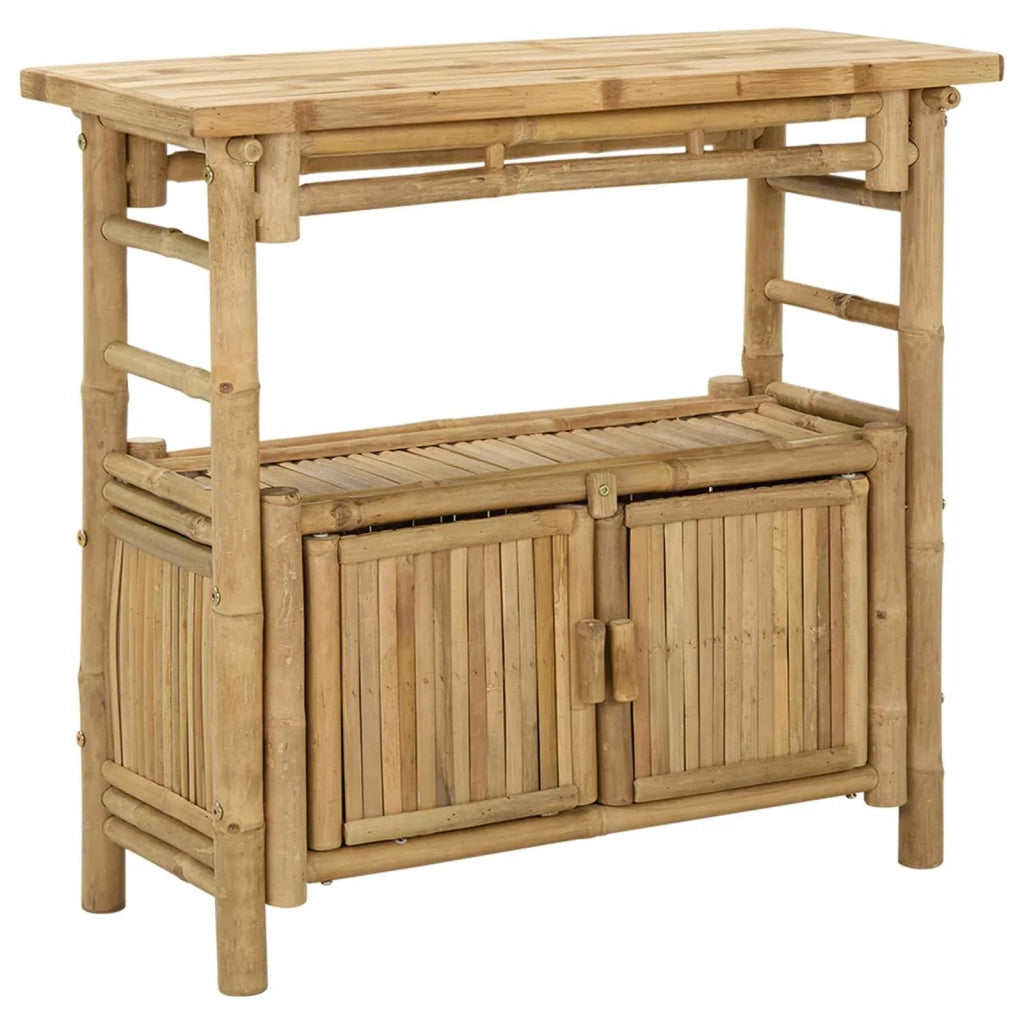 Tavolo consolle con lo scaffale Naturale 80 x 35 x 75 cm Bambù 42028059