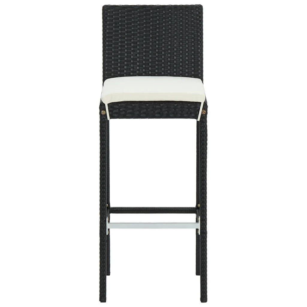Set Bar da Giardino 3 pz con Cuscini Polyrattan Nero 3064764