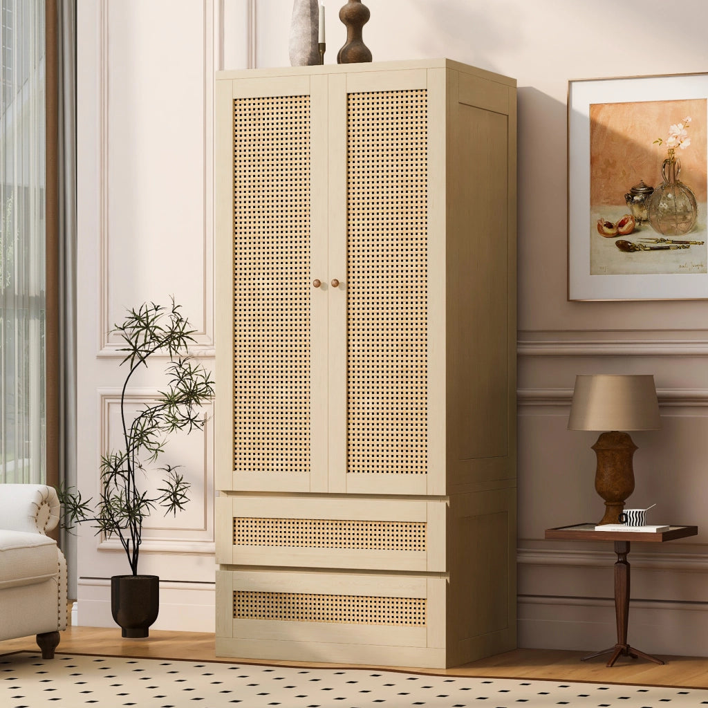 ARMADIO 70x55x170 cm a 2 ante colore legno con 2 cassetti