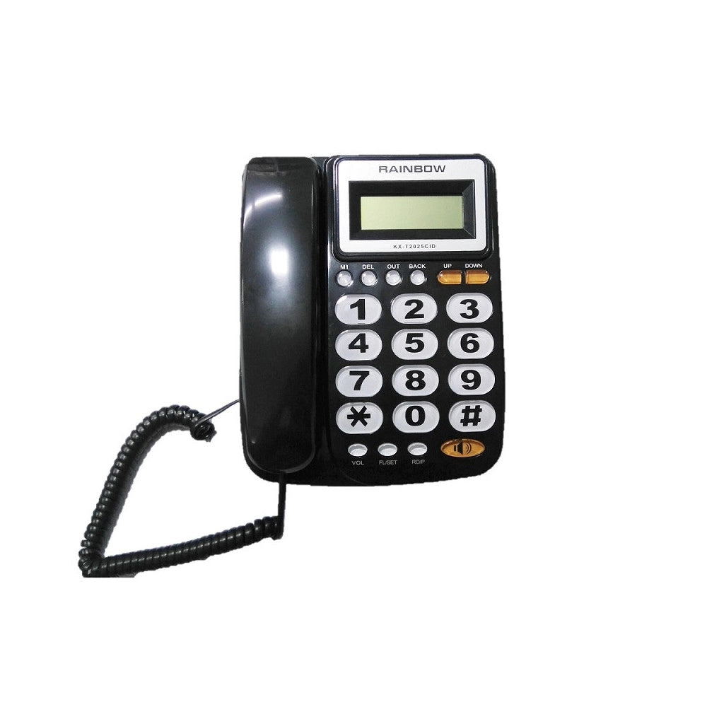 Trade Shop - Telefono Con Tasti Grandi Vivace Display Lcd Extra Large Rainbow T2025cid Nero -