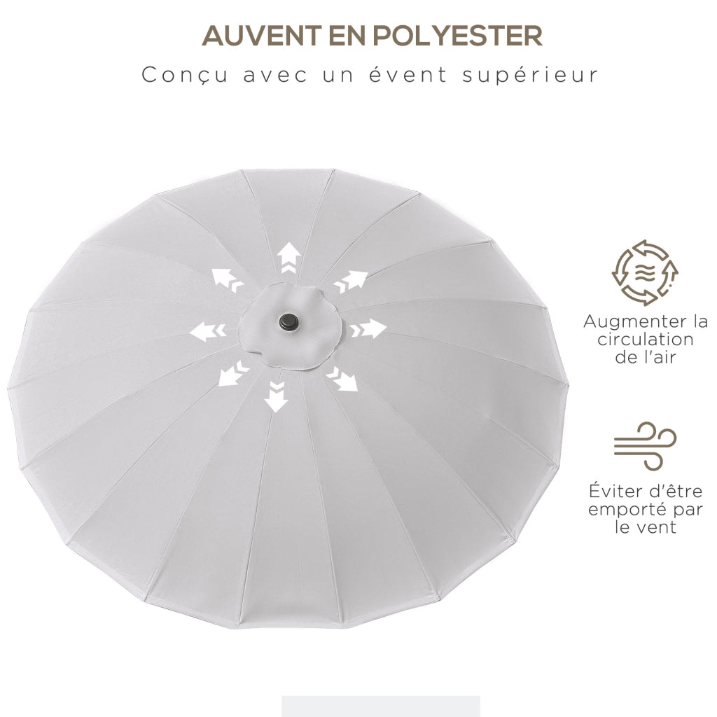 Ombrellone da giardino inclinabile rotondo ¨C zephmum ¨C grigio, metallo, fibra di vetro, ? 2.5 m