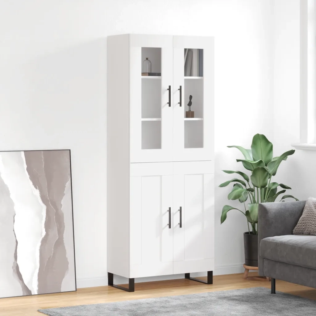 Credenza | Madia | Buffet da pranzo | Armadio da pranzo Bianca 69,5x34x180 cm in Legno Multistrato