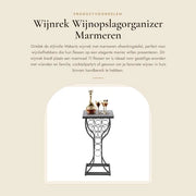 Wijnrek con tavolo in marmo - Organizzatore di conservazione del vino - Mobile metallico - Per 11 bottiglie - Solido e duraturo - Facile da pulire - Conservazione del vino