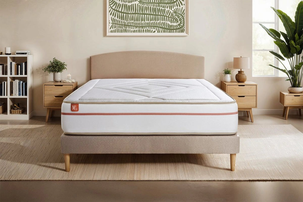 Pacchetto letto completo - Materasso 180x200cm + Box spring con doghe (kit) + 2 cuscini + Piumino - Le Paisible