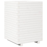 Fioriera | Cassetta per fiori | Vaso da Giardino Bianca 50x50x72 cm Legno Massello di Pino