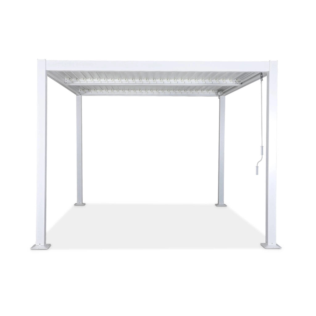 Pergola bioclimatica 3x3m in alluminio e acciaio, lamelle orientabili,