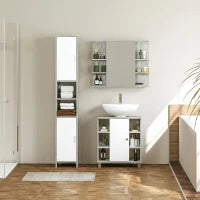 kleankin Specchiera Bagno a Parete con Anta e Mensole Laterali in Legno, 80x19.8x64cm