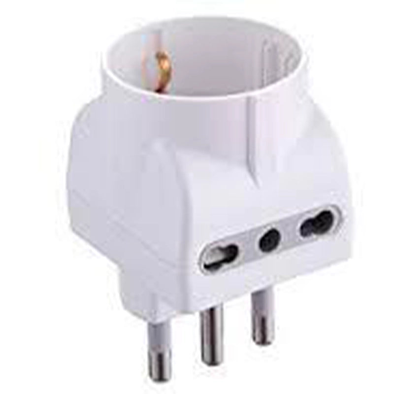 Adattatore Schuko 16A+2 Biv. Bianco Op