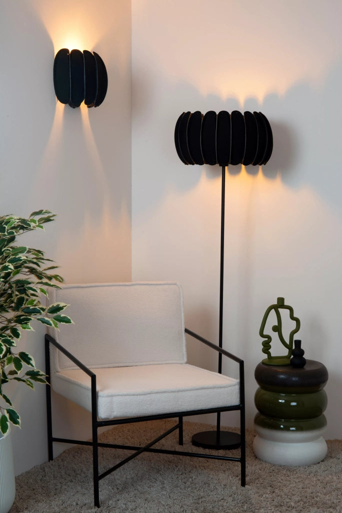 Applique decorativa in feltro nero Spencer E27 40W Lucide