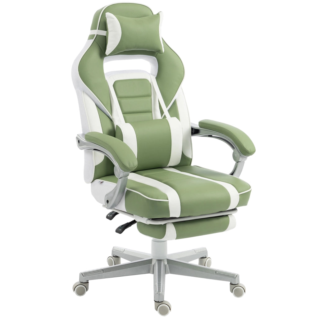 Sedia da Gaming Reclinabile con Poggiapiedi e Schienale Regolabile Verde ¨C Minimal ¨C Tessuto