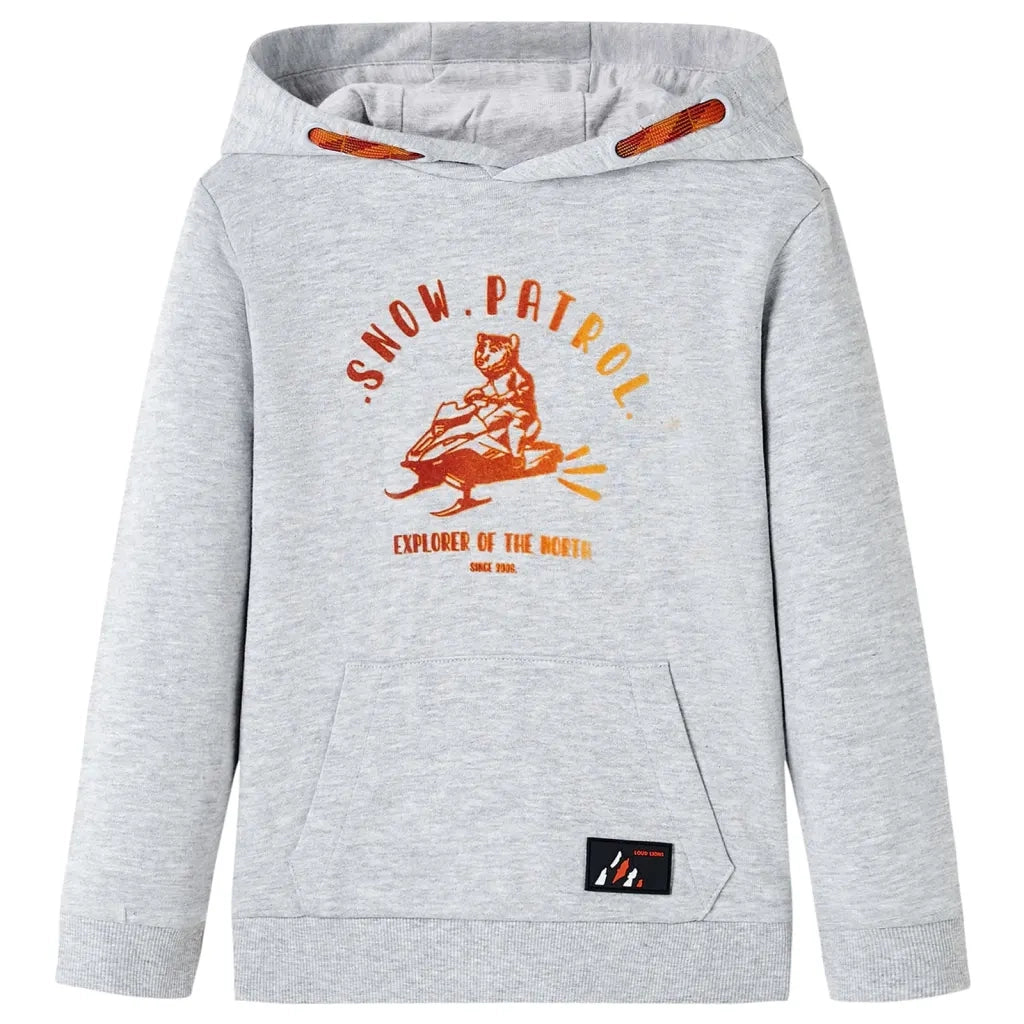 Felpa da Bambino con Cappuccio Grigio MÃ©lange e Arancione 104