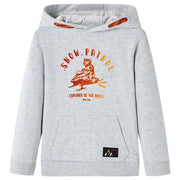 Felpa da Bambino con Cappuccio Grigio MÃ©lange e Arancione 104