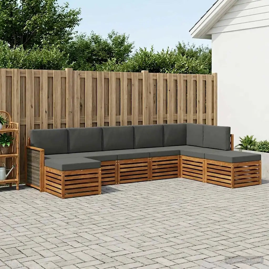 Set divano sezionale con cuscino 6 pcs Naturale e Antracite 3384618