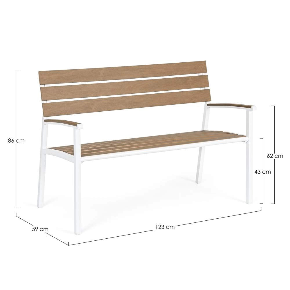 Panchina da Giardino in Alluminio con Doghe effetto Legno 3 Posti Isak Colore: Bianco