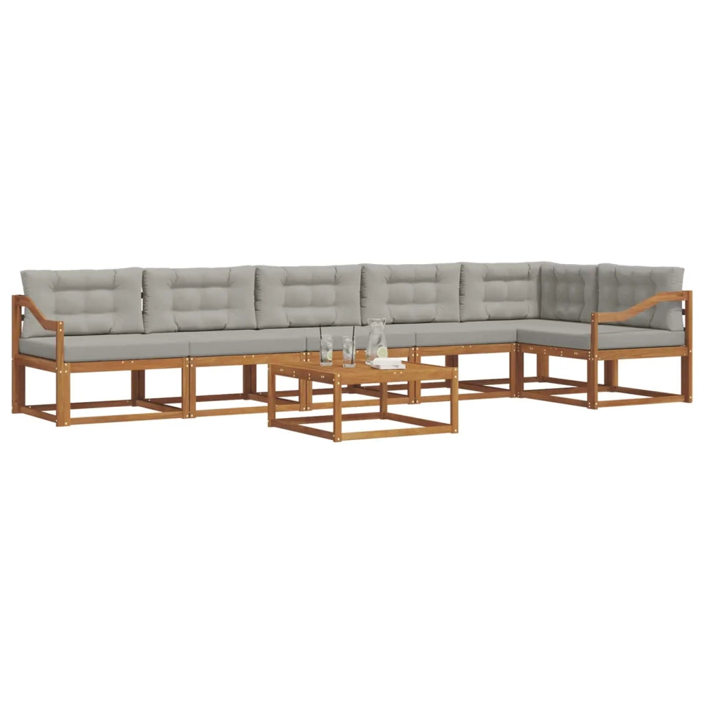 Set di divani da esterno 7 pcs Grigio Naturale e Chiaro 3367699